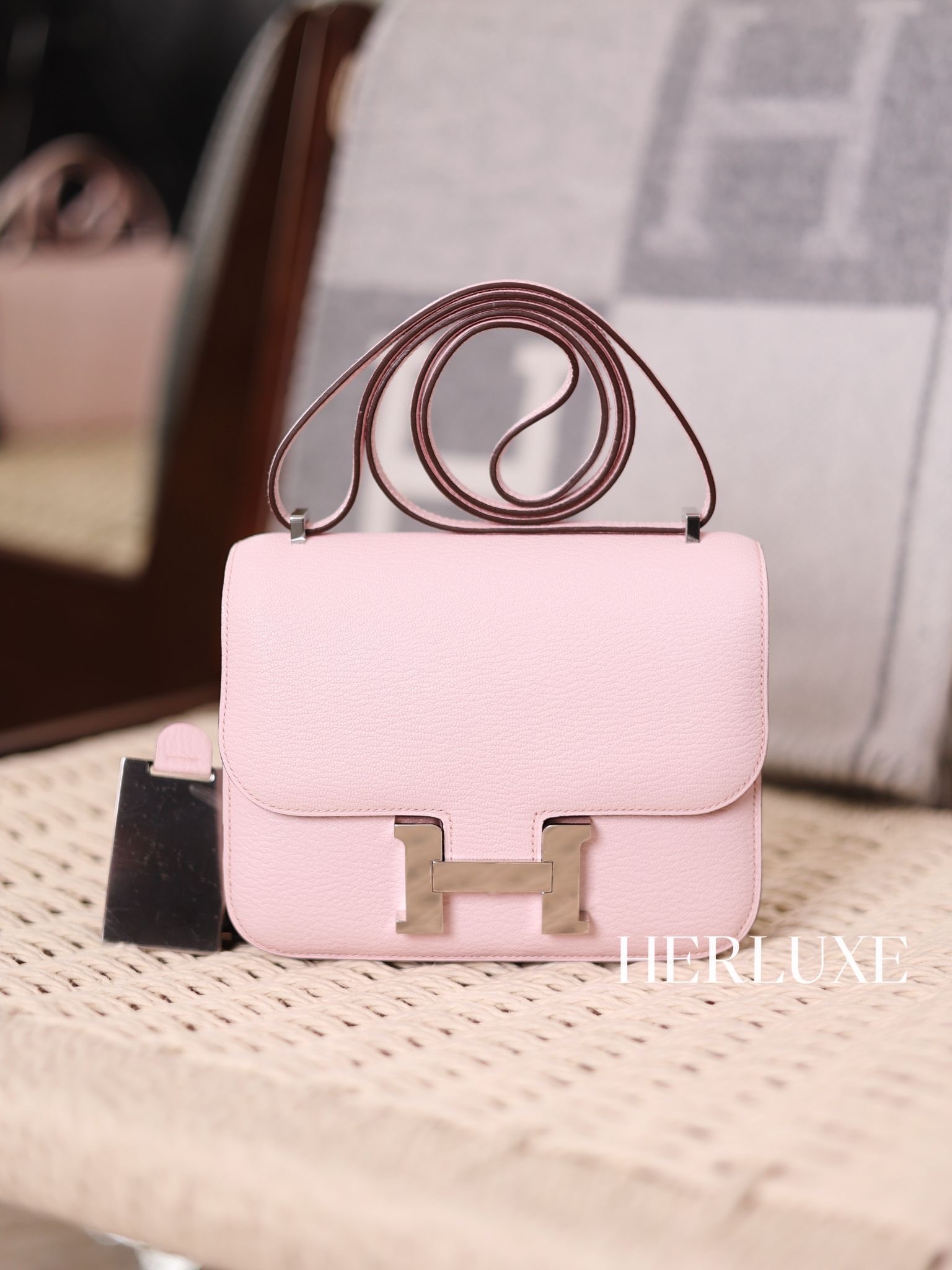 Constance mini mirror M7 rose darling ck chèvre K