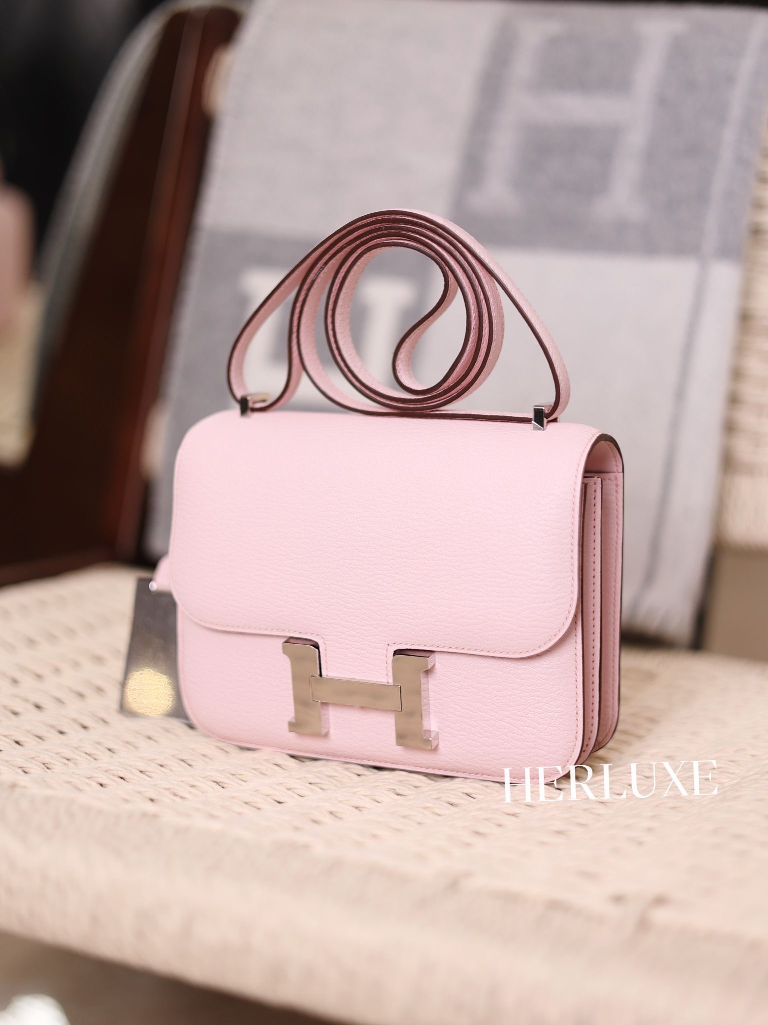 Constance mini mirror M7 rose darling ck chèvre K