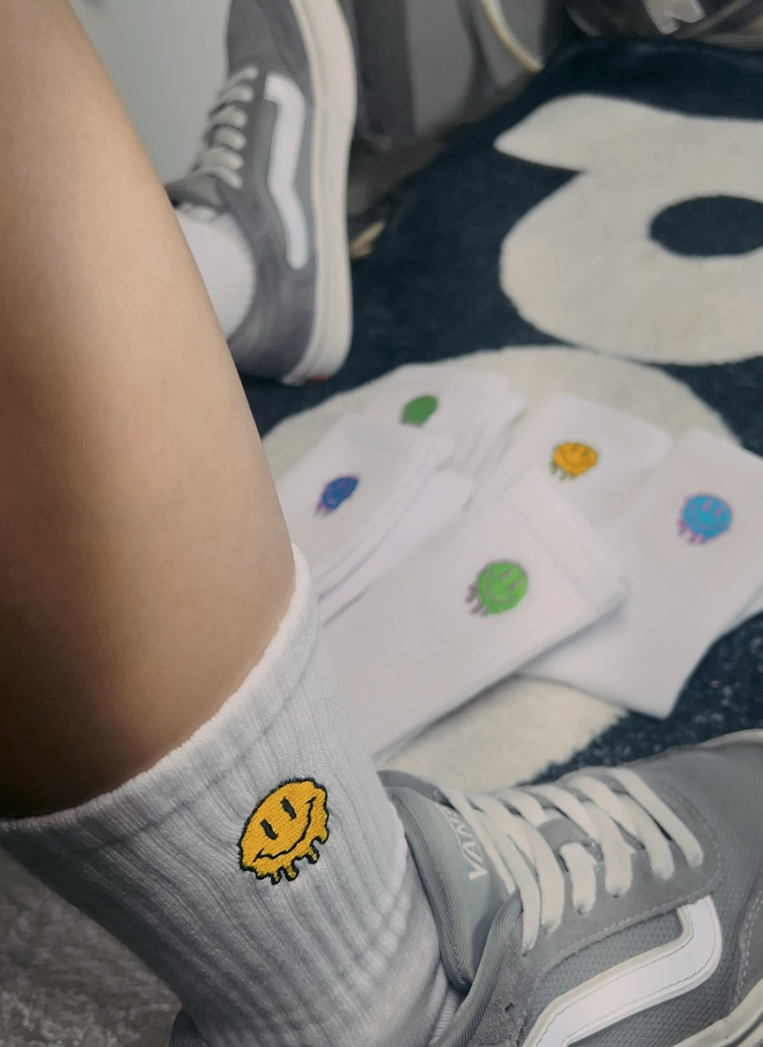 刺繡系列襪-融化笑臉|達摩|麻葉|火焰骷髏|太陽|閃電雲|蜘蛛網