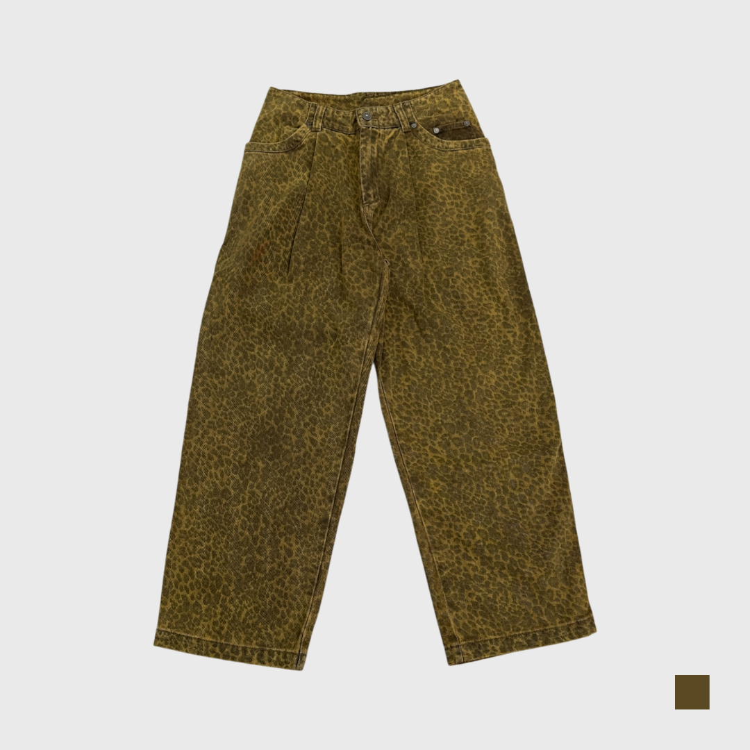 復古豹紋牛仔褲