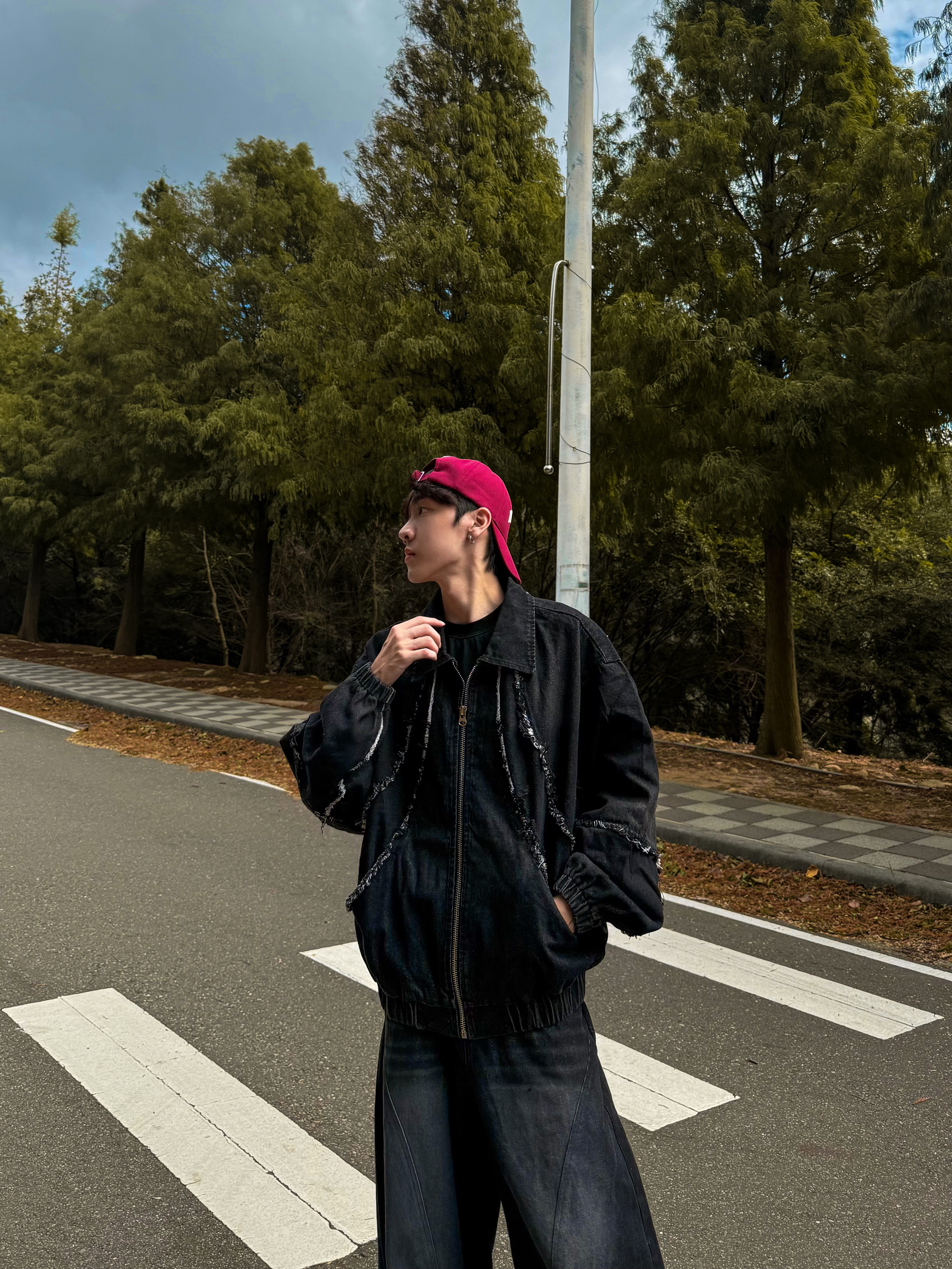 （售完不補）解構毛邊拼接水洗外套