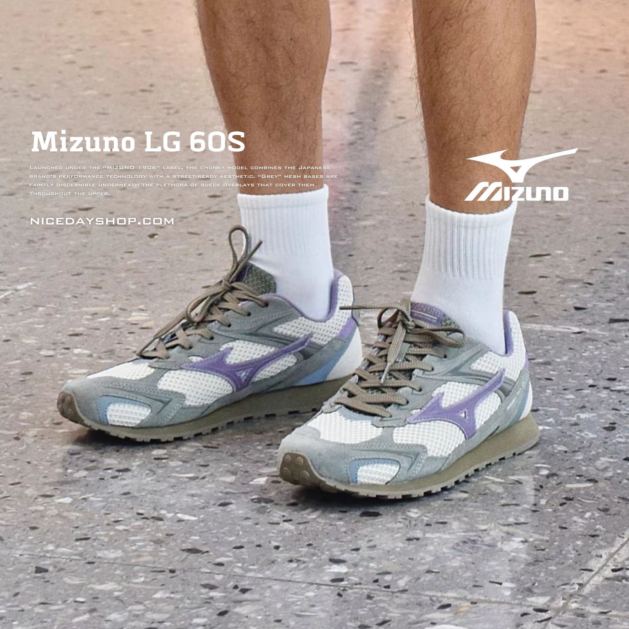 NICEDAY 代購 Mizuno LG 60S 2K 鼠尾草 綠 薰衣草 紫 綠紫 慢跑鞋 復古 休閒鞋 D1GH242104