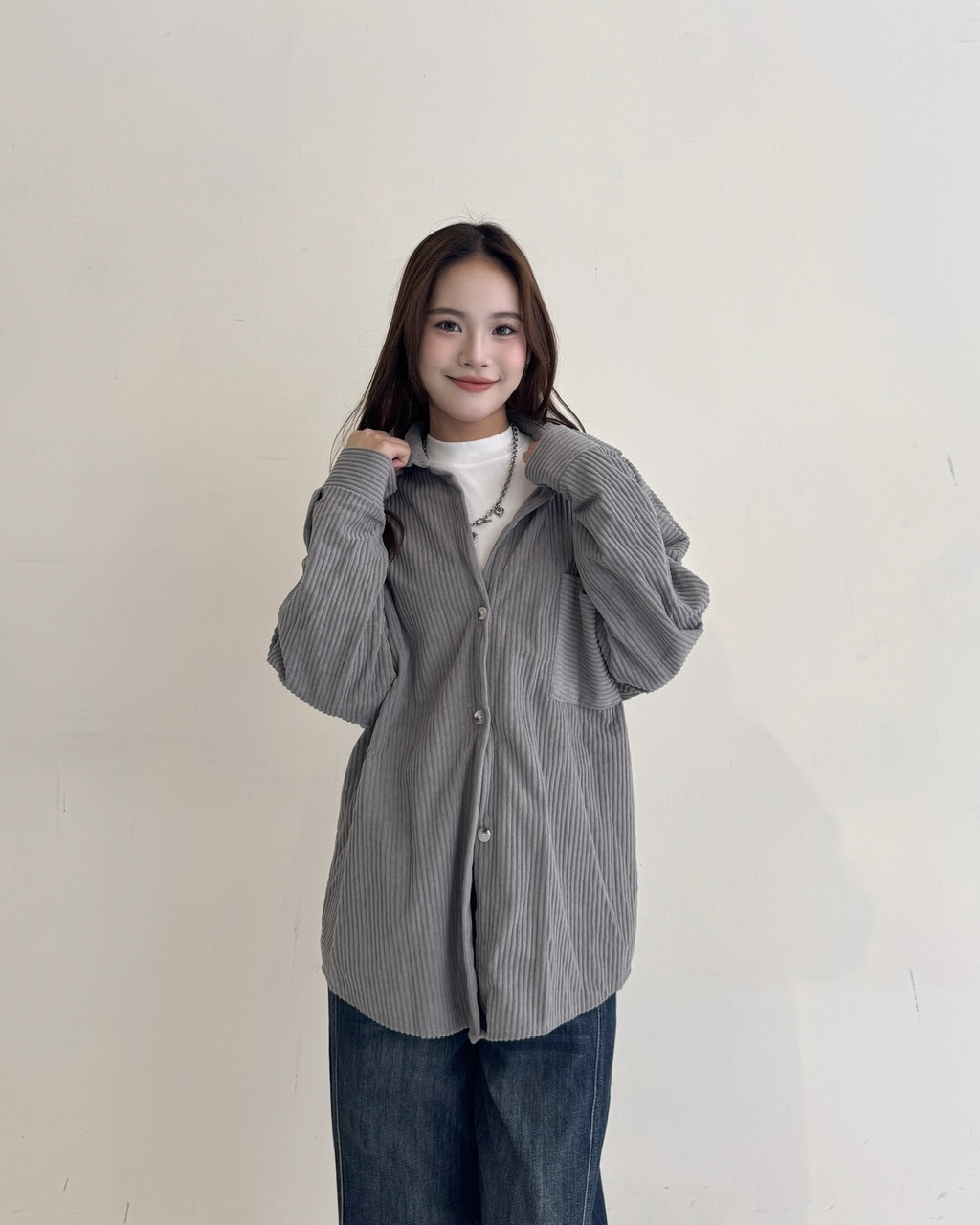 秋冬必備燈芯絨長袖上衣-0612