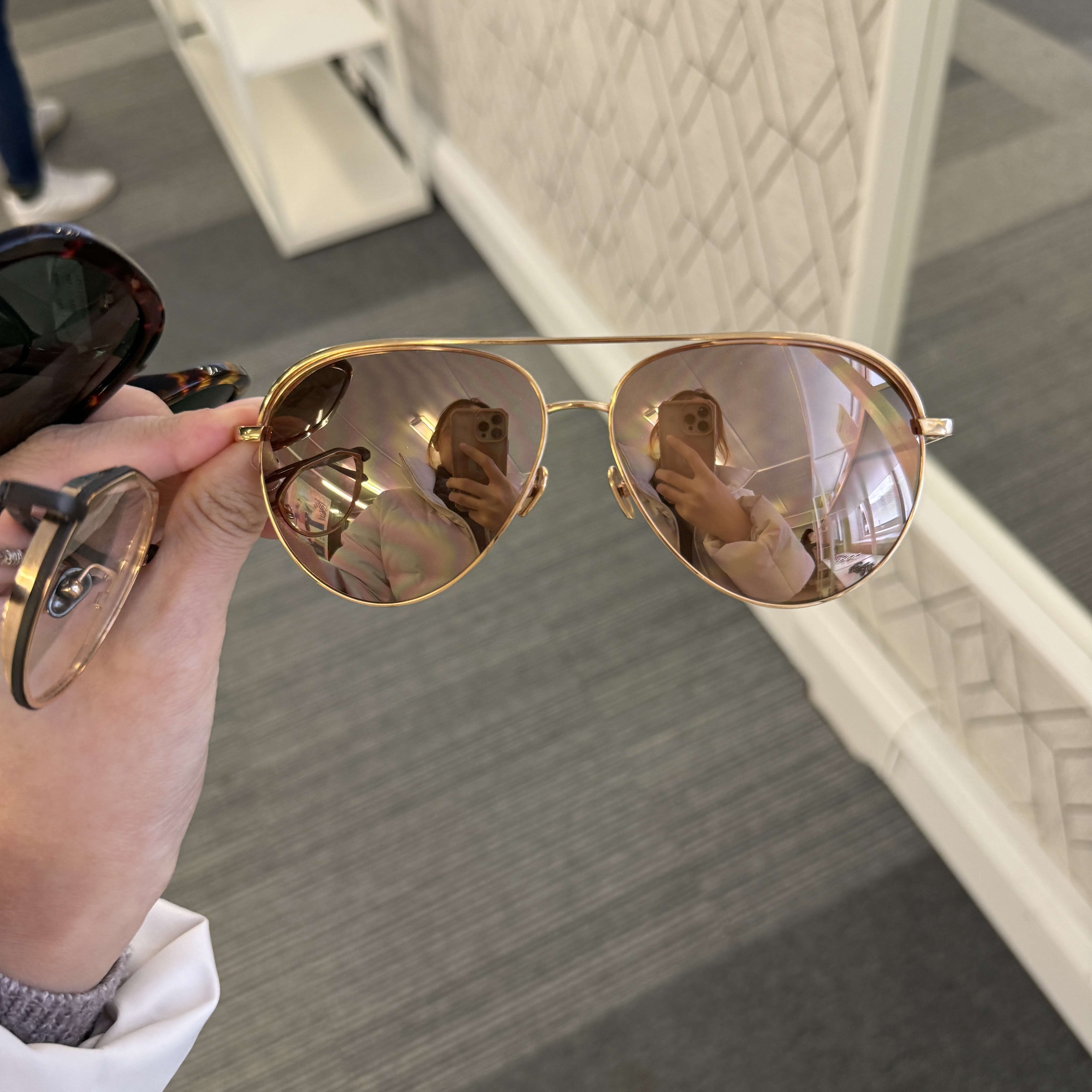 Linda Farrow aviator precious lens rose gold