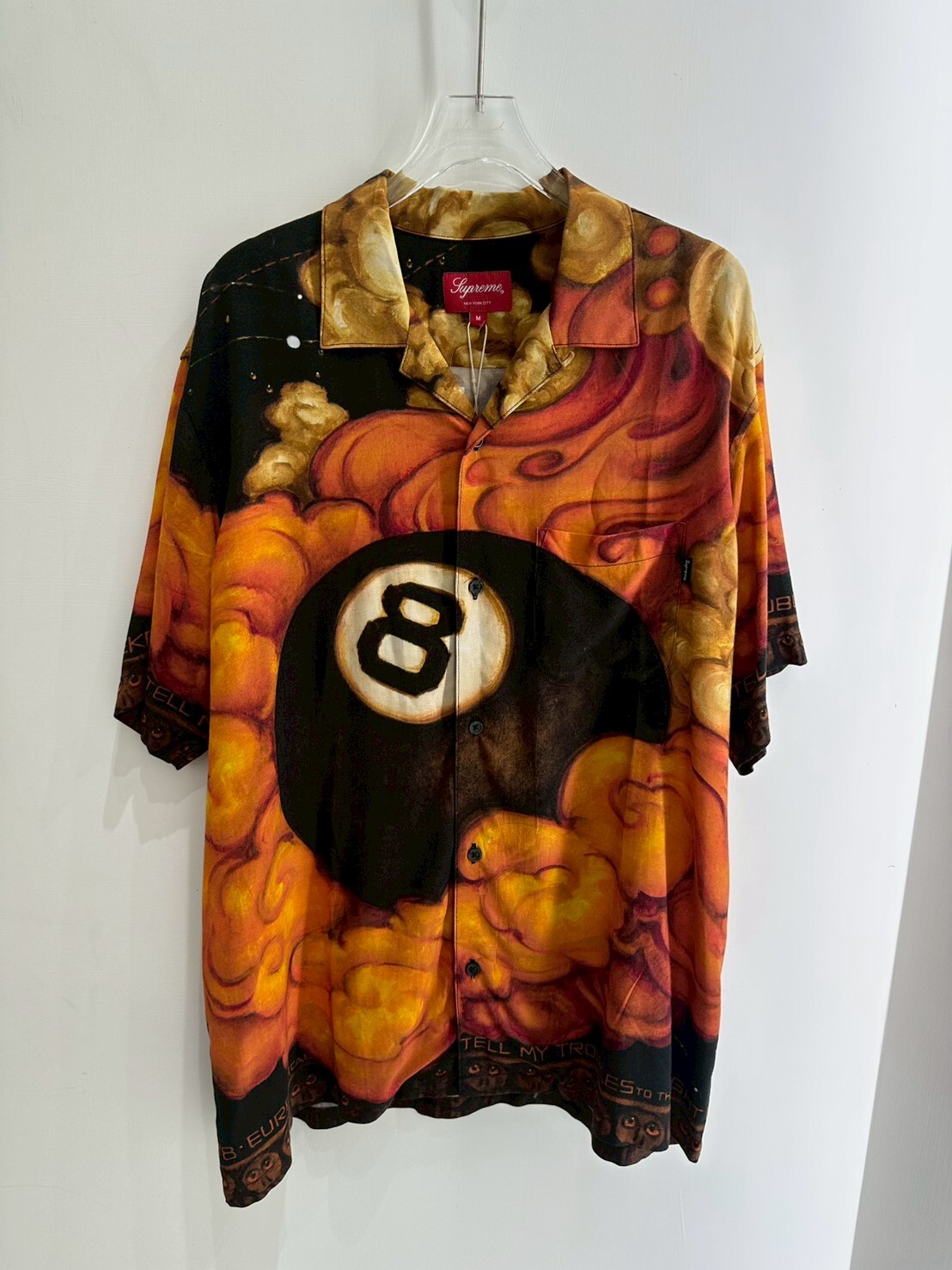 SUPREME 19FW MARTIN WONG 8 BALL RAYON SS SHIRT 八號球短袖襯衫