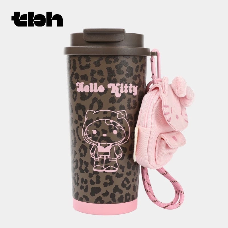 【Luxury】tbh × 野獸派 × 三麗鷗 聯名保溫杯 hello kitty 豹紋配色 咖粉經典 水杯 防漏 直飲杯 可直吸
