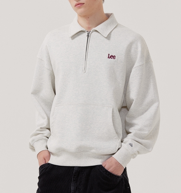 <快速出貨> LEE 刺繡小LOGO半拉鍊衛衣 男款 兩色