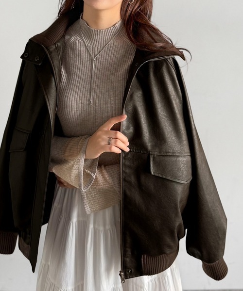 日本🇯🇵連線 JAVA 復古分層羅紋領皮衣外套 復古 皮衣 外套 夾克 皮外套 皮夾克 長袖 2色(任買兩件711免運)/預購