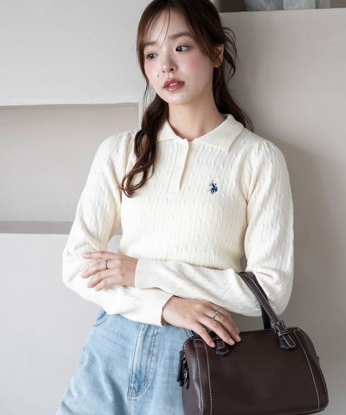 日本🇯🇵連線 U.S. POLO ASSN. 小翻領麻花針織Polo衫 針織 開襟衫 針織衫 麻花 Polo衫 長袖 刺繡 4色(任買兩件711免運)/預購
