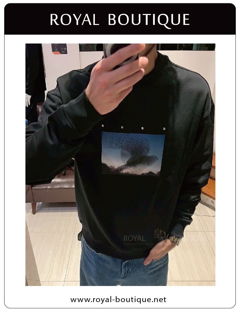 BOSS HUGO風景相片印花大學T