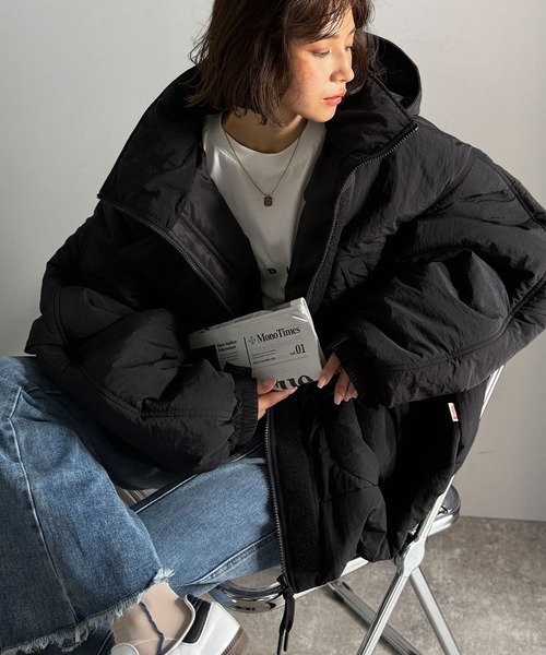 日本🇯🇵連線 JAVA 蓬鬆鋪棉保暖連帽夾克外套 帽子可拆卸 尼龍外套 oversize 寬鬆 外套 夾克 保暖外套 2色(任買兩件711免運)/預購