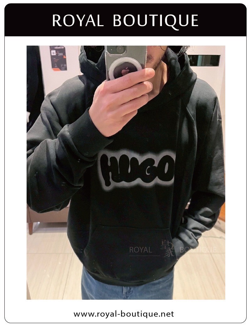 BOSS HUGO塗鴉英字LOGO連帽T