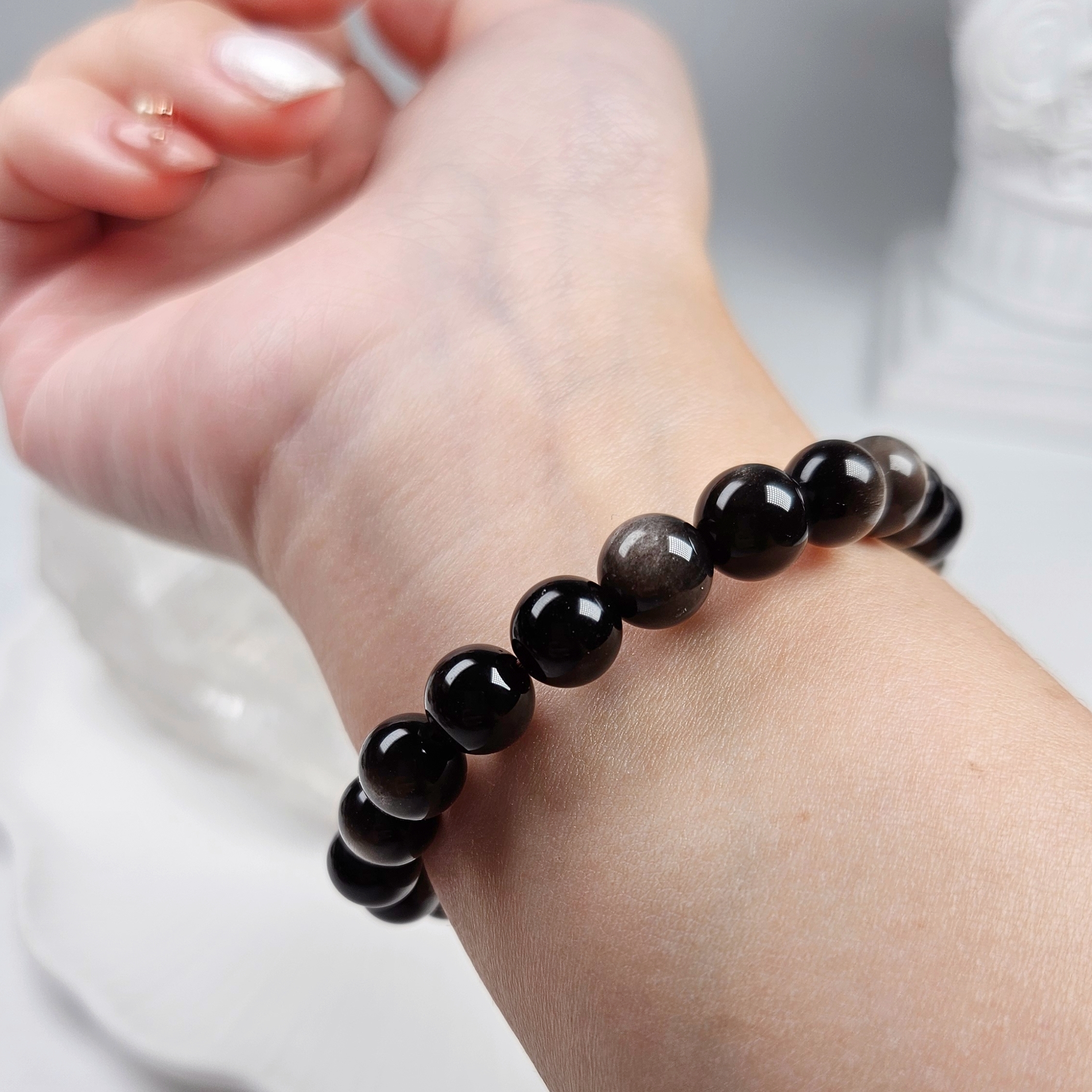 銀曜石貓掌 手鍊