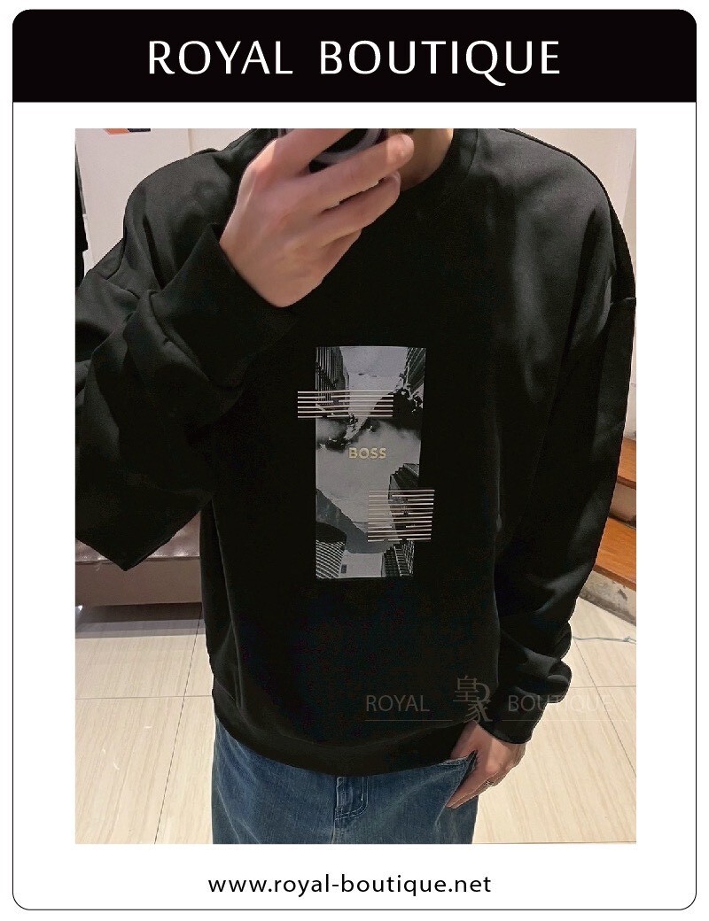 BOSS 立體浮雕風景相片大學T