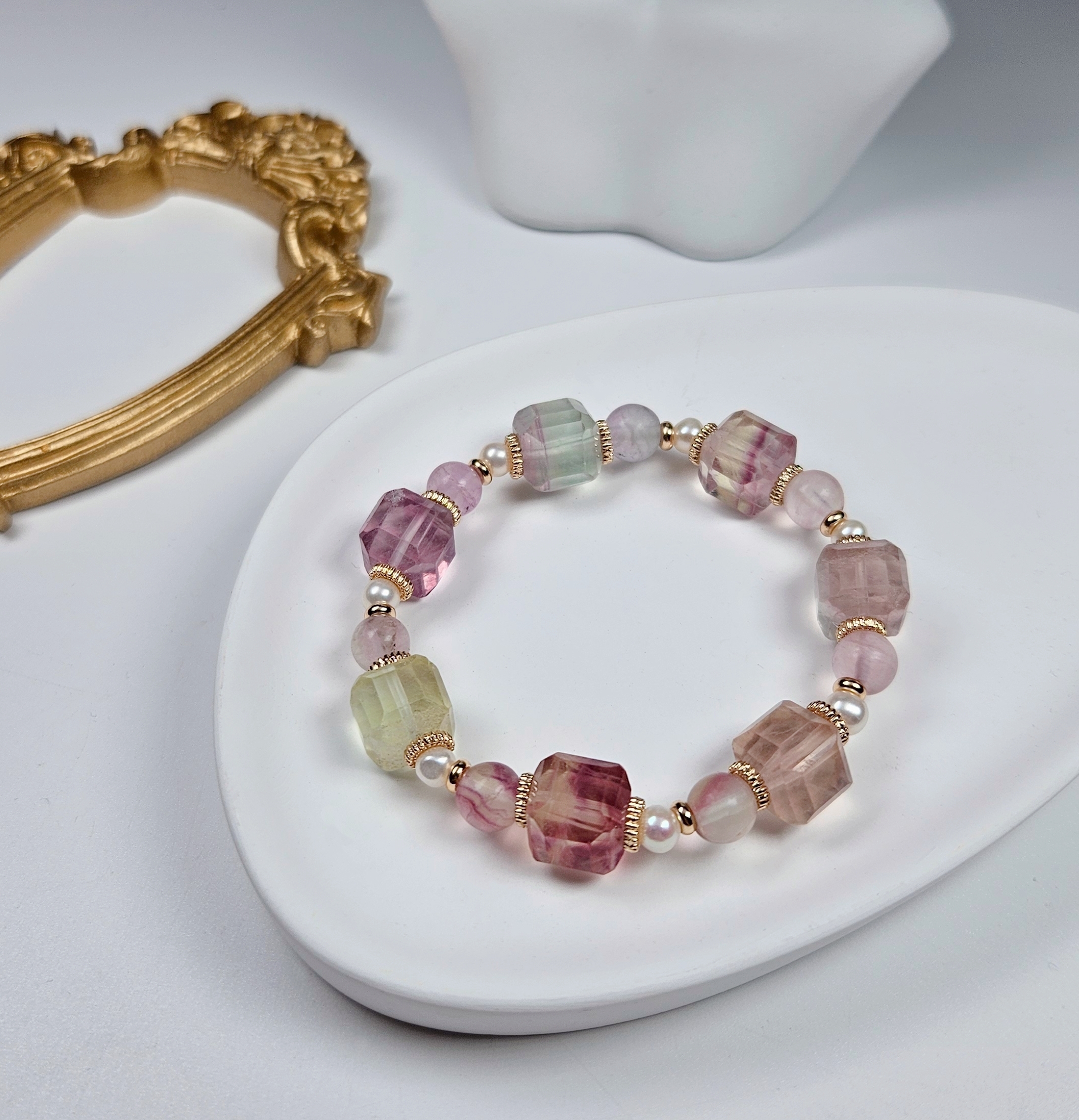 彩虹瑩石方糖 手鍊