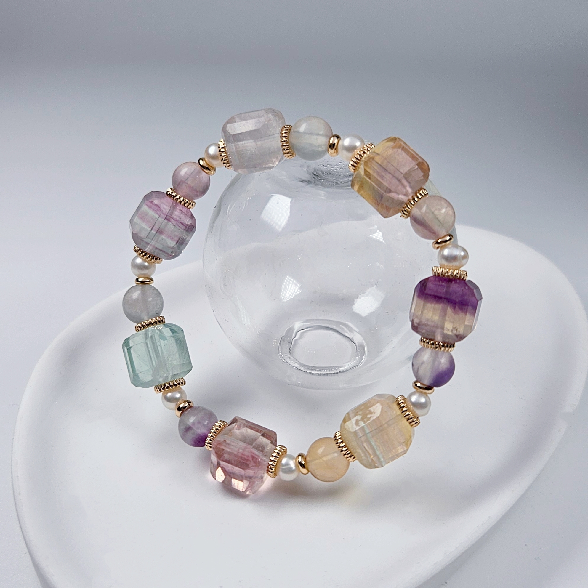 彩虹瑩石方糖 手鍊