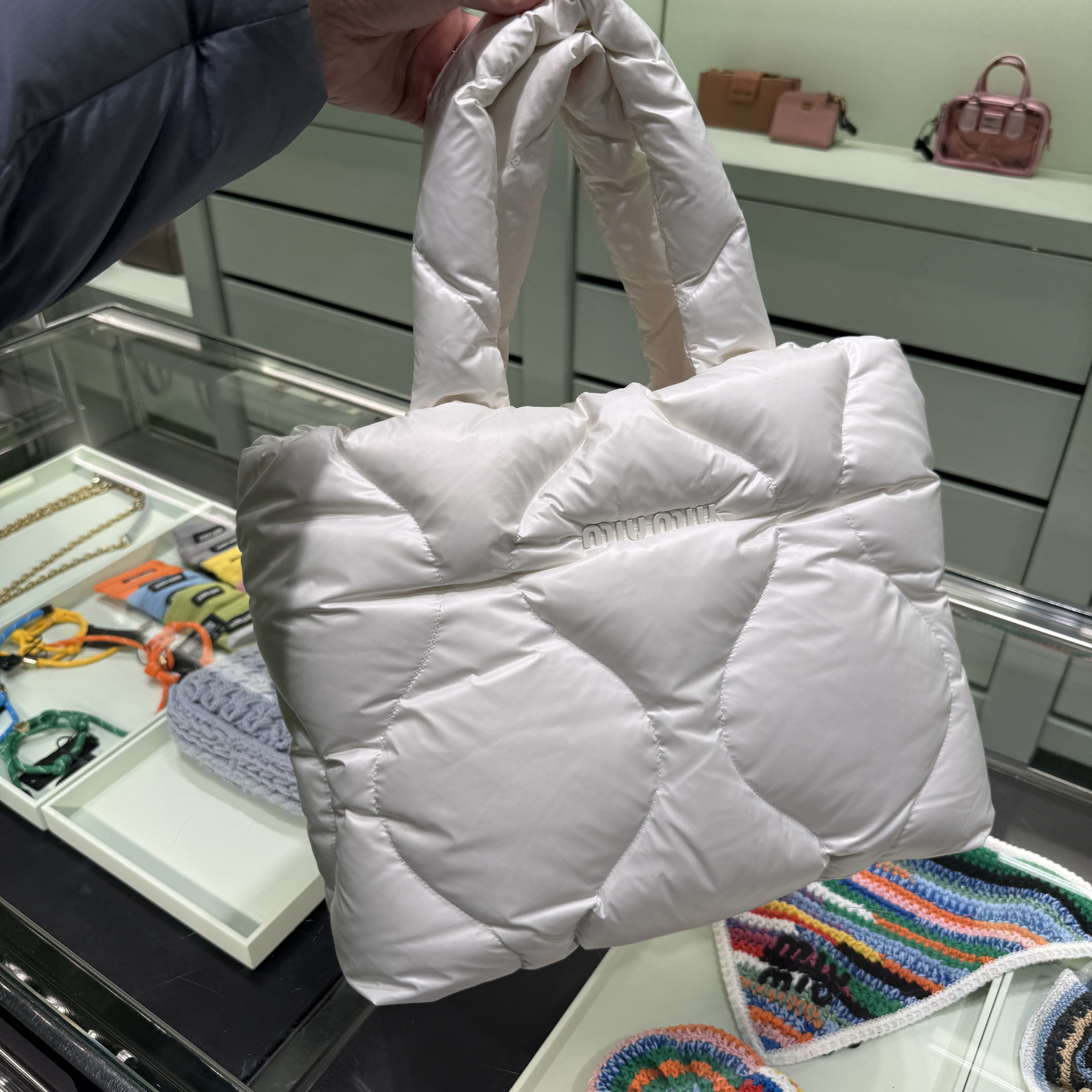 Miumiu bag Padded Tote Bag White 5BG240