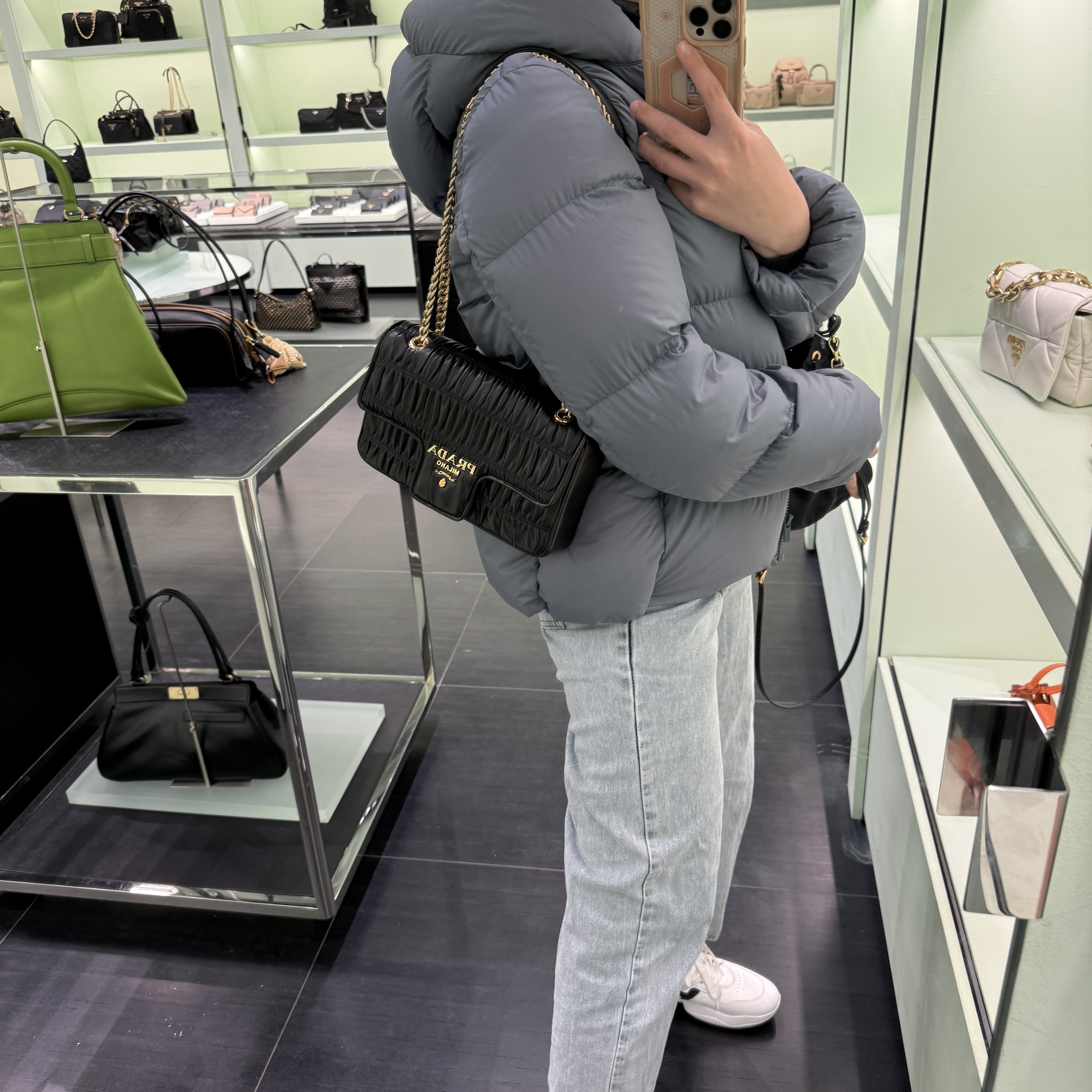 Prada Bag Nappa Gaufre Chain Flap Shoulder Bag 1BD235