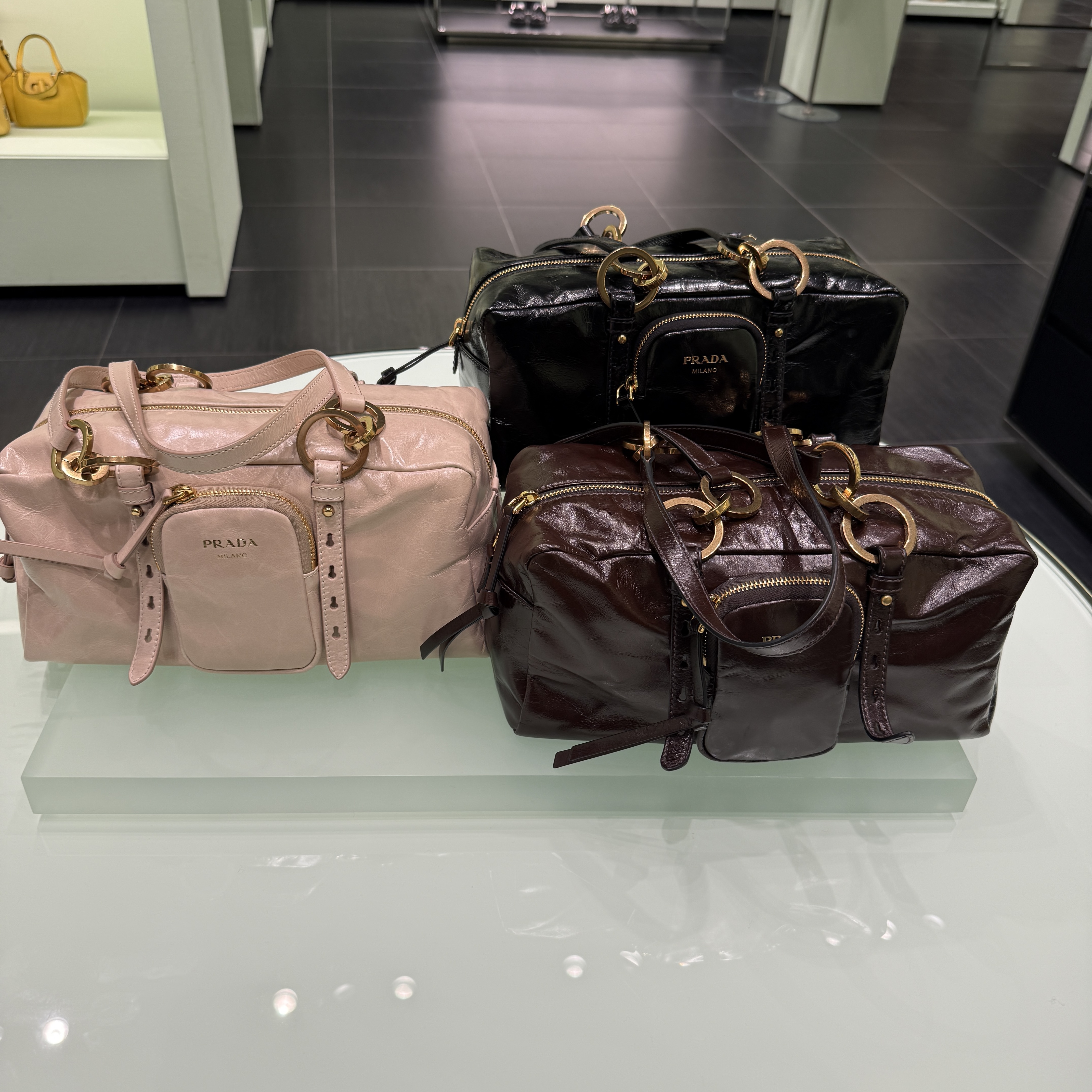 Prada Bag Dangle medium leather top handle bag 1BB138