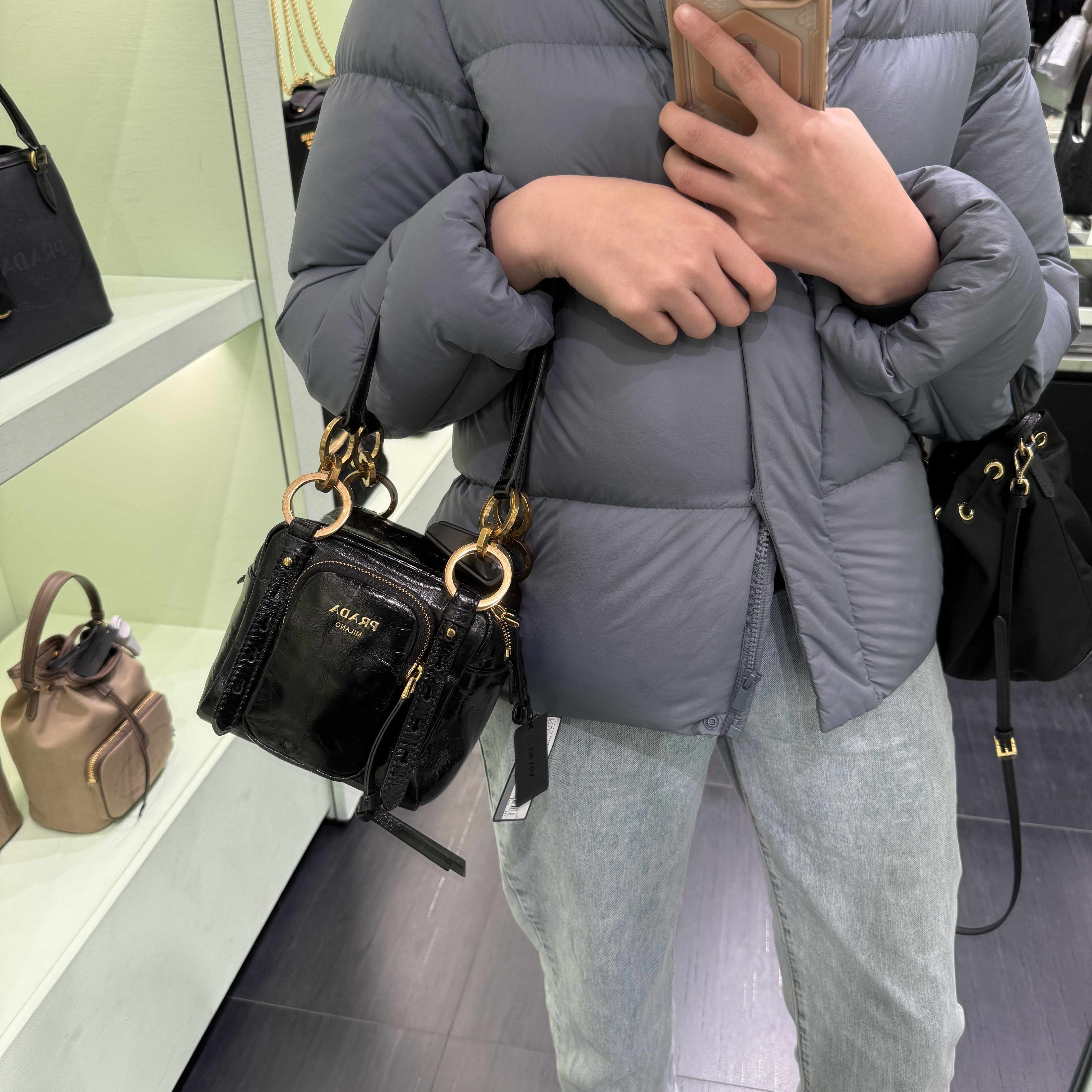 Prada Bag Dangle Mini Leather Top handle Bag 1BB137