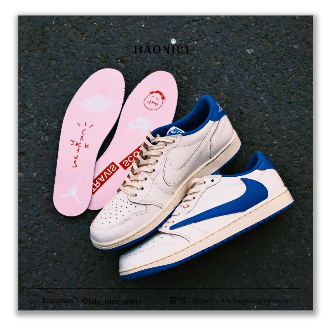 【HAO NICE】其他尺寸請詢問官方賴！官方正品🔥Air Jordan 1 x Travis Scott x Fragment 淡雅白藍 倒勾logo 板鞋 籃球鞋