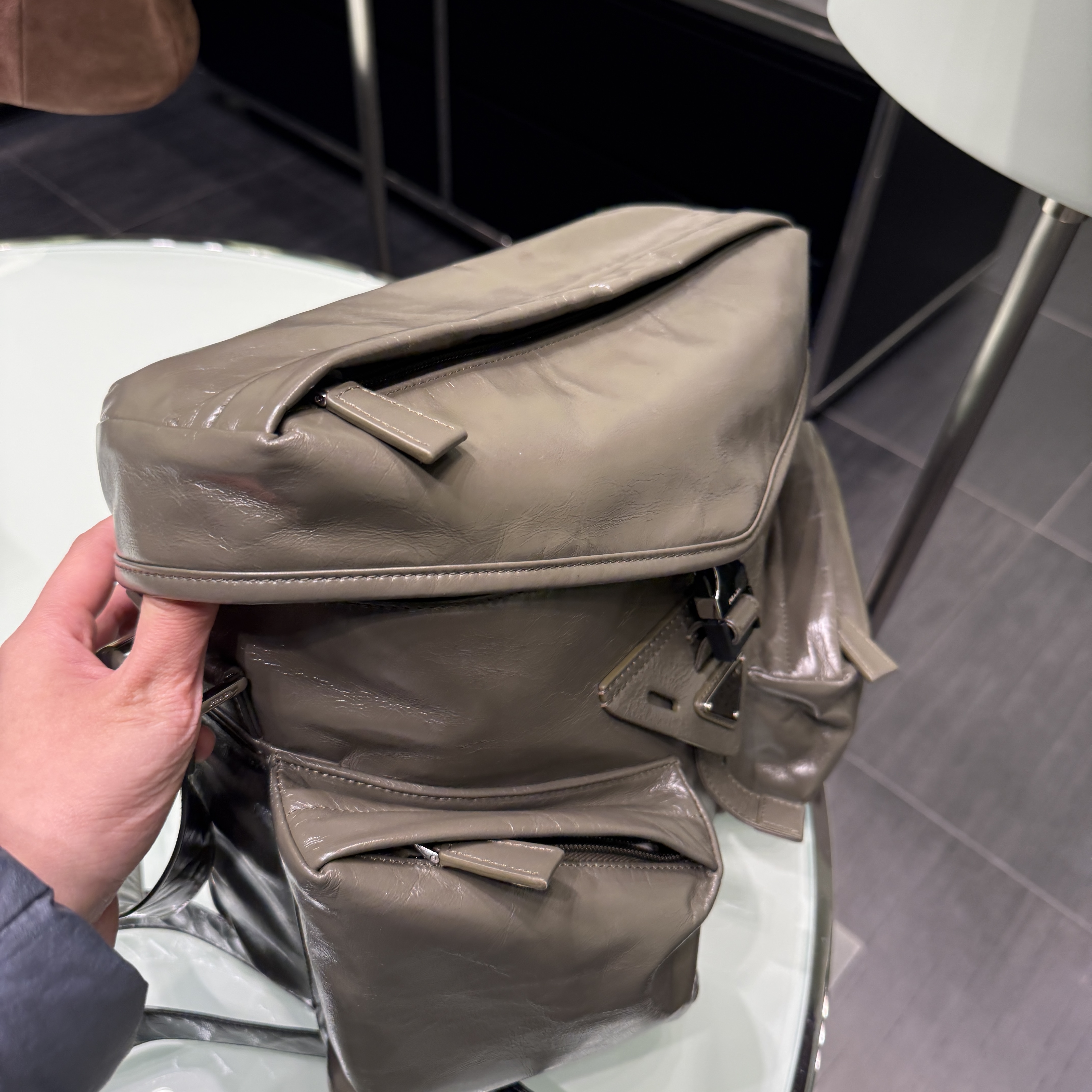 Prada Re-Nylon Leather Shoulder Bag Grey 2V0062