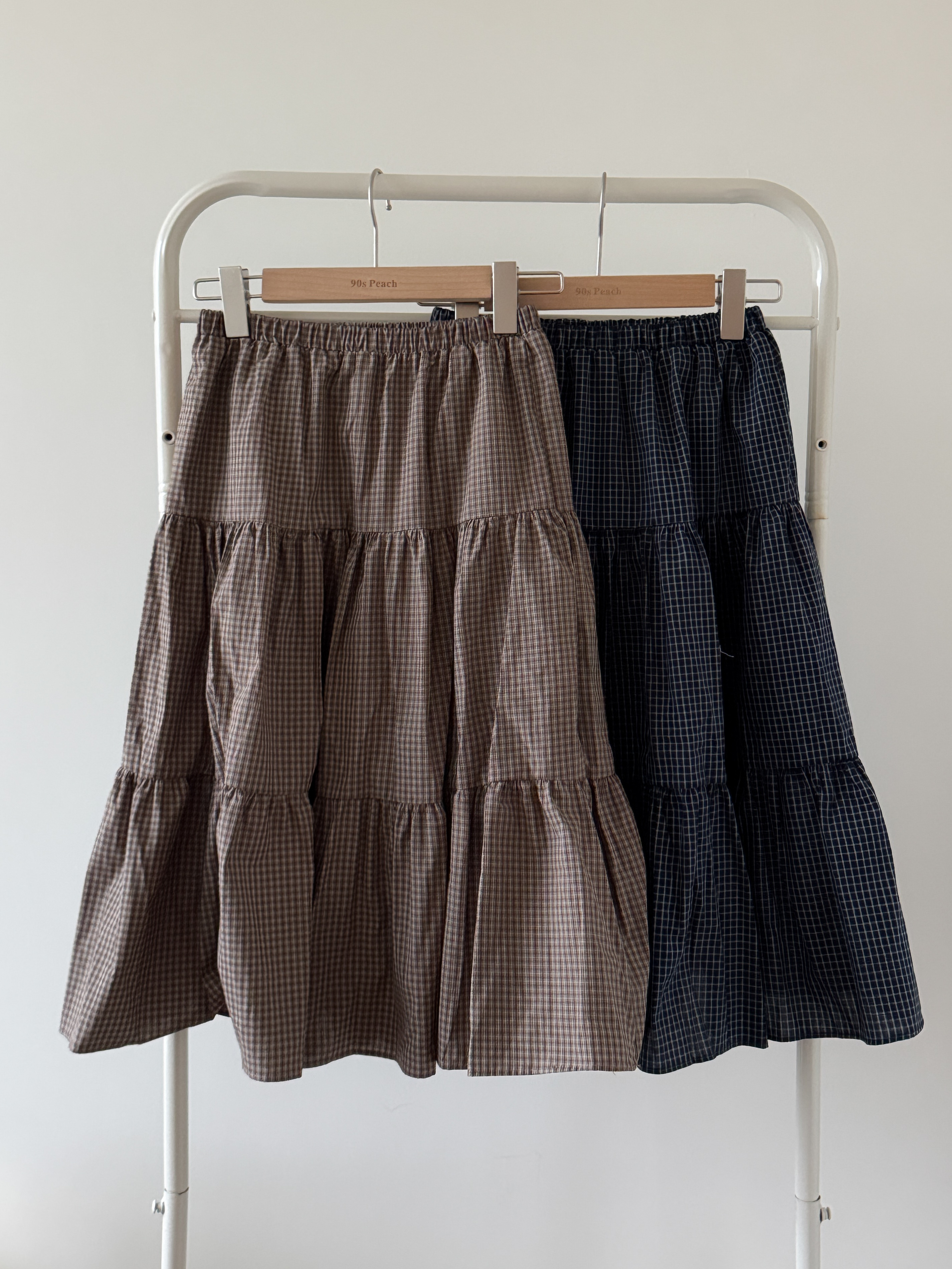 復古格紋中長裙