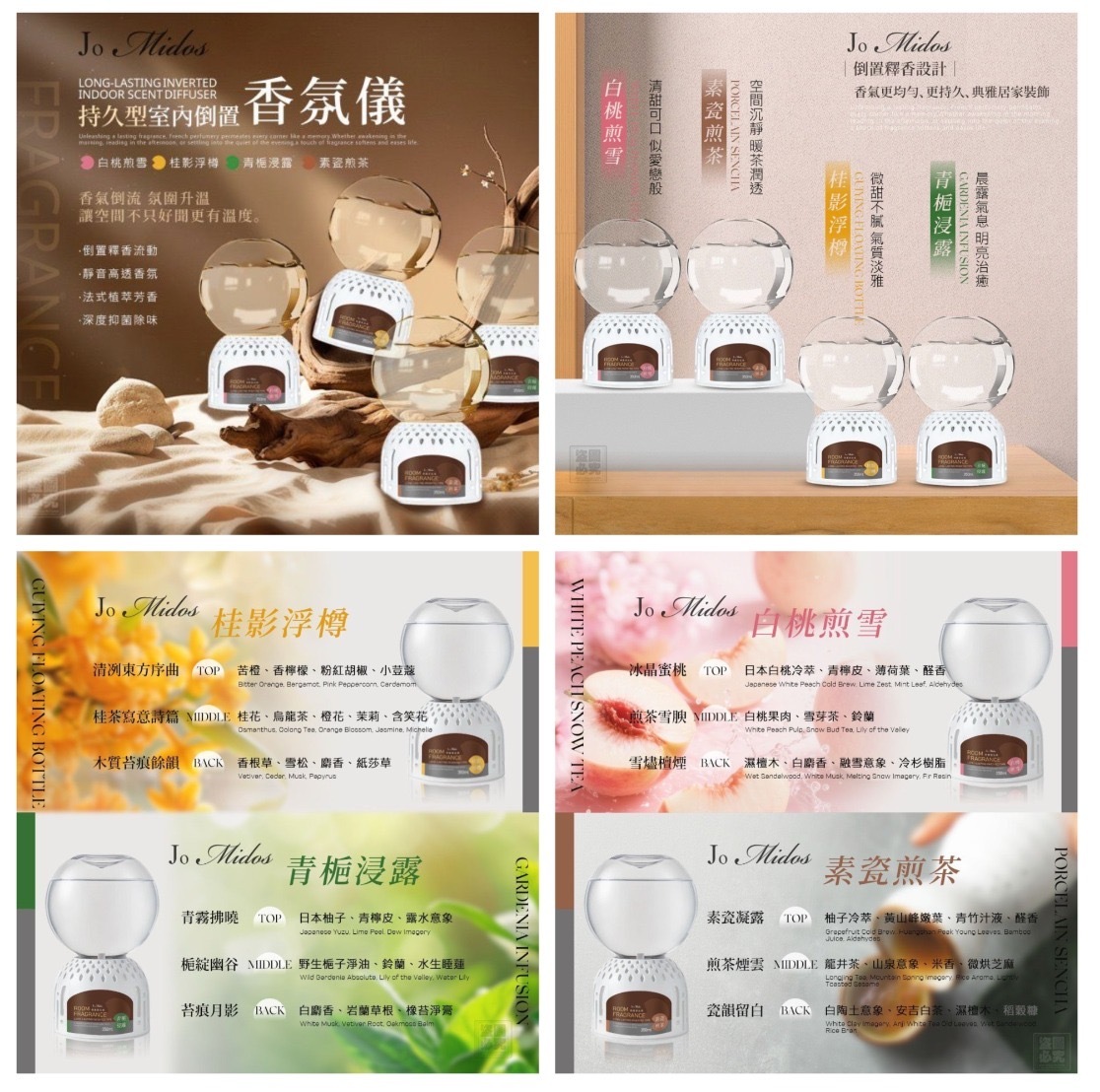 Jo Midos-持久型室內倒置香氛儀 （1套3個）
