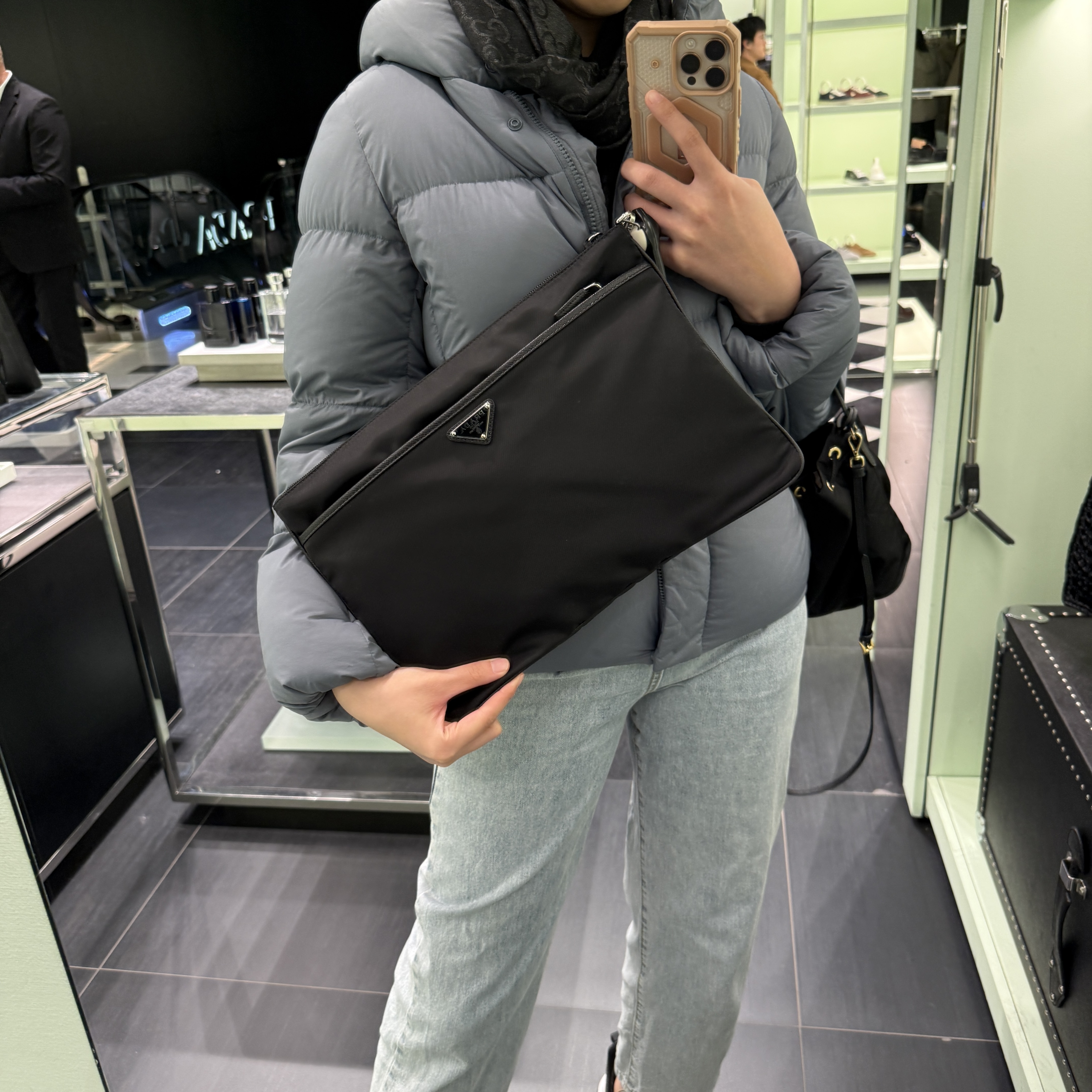 Prada Nylon clutch bag black 2VN012