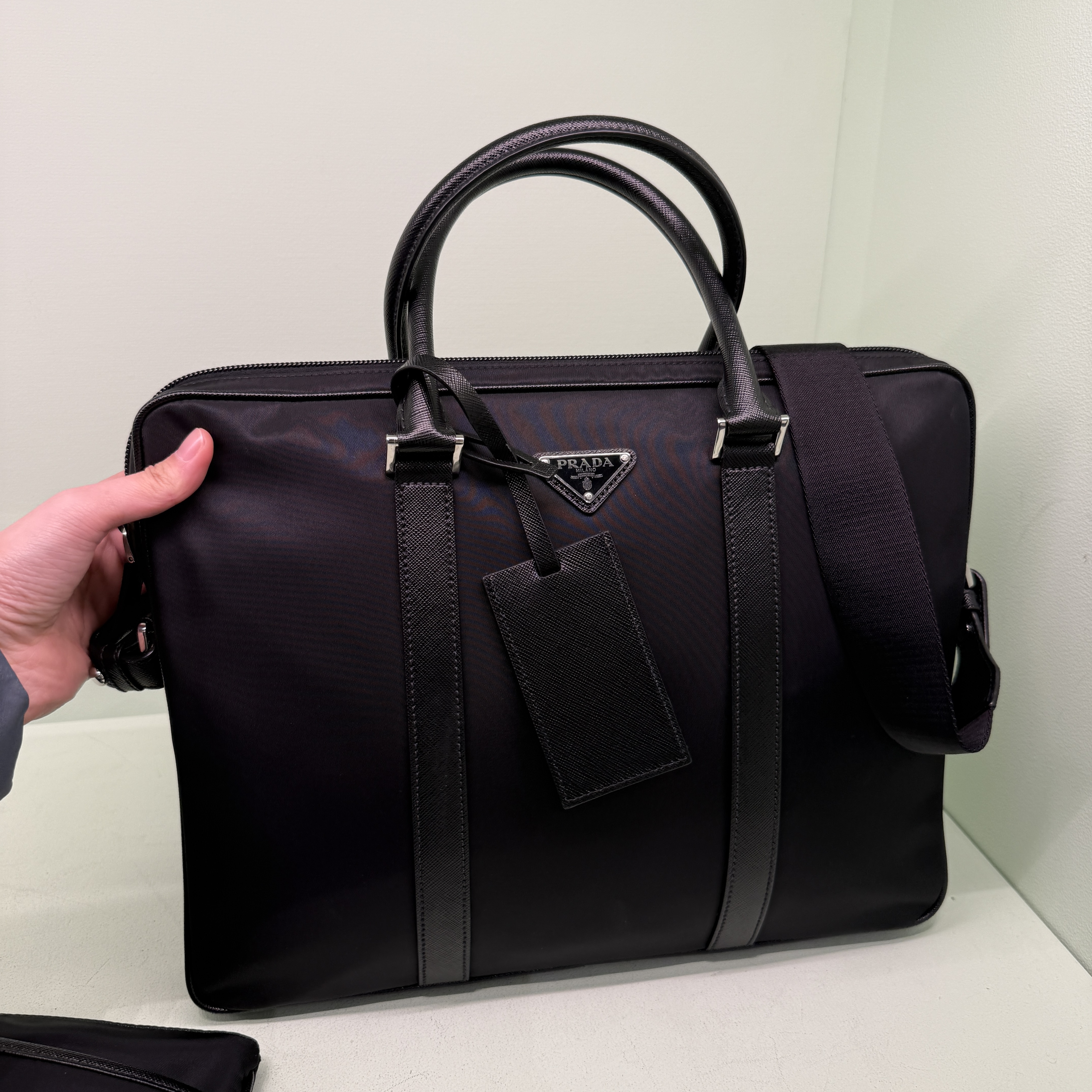 Prada Nylon top handle briefcase black 2VE368