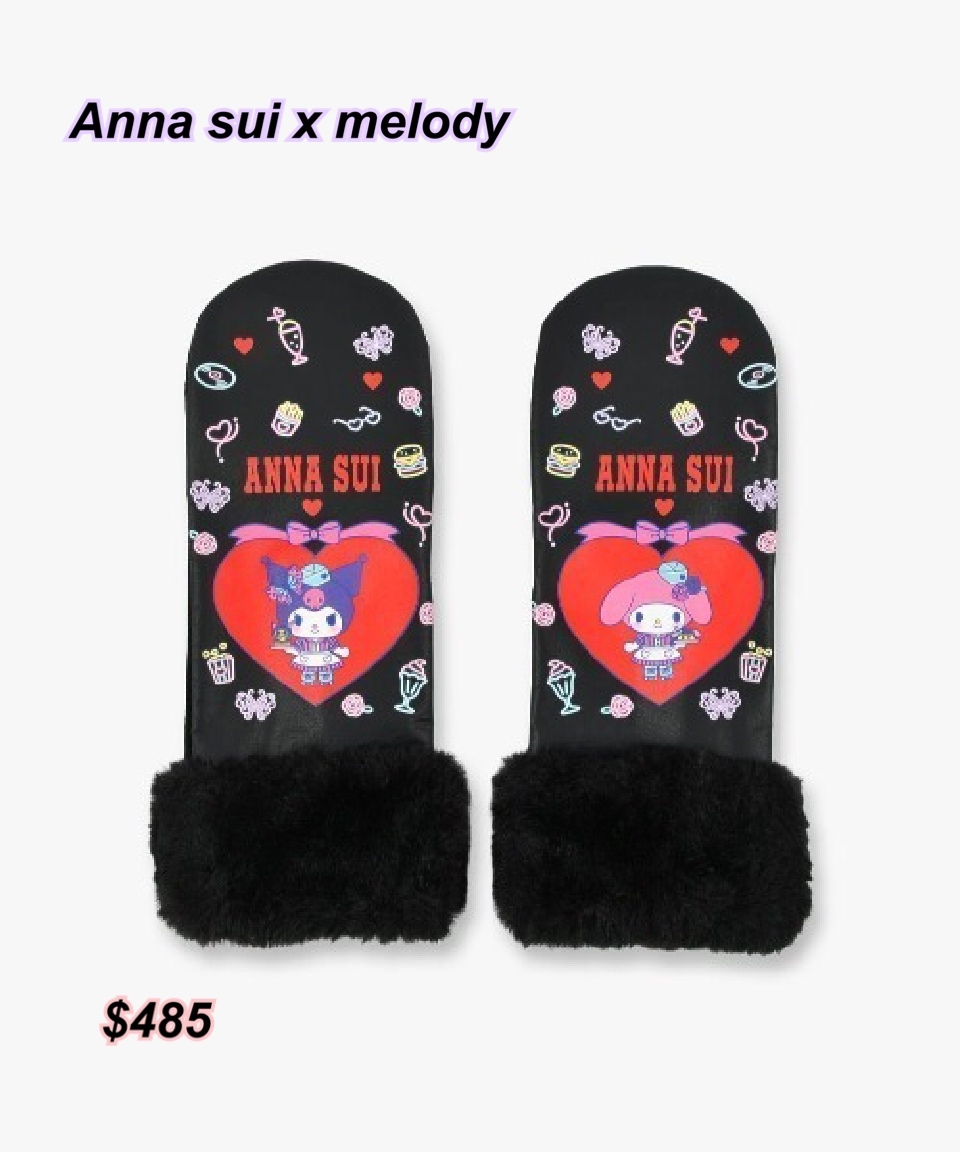 Anna sui x melody 系列 心形公仔手套/2色
