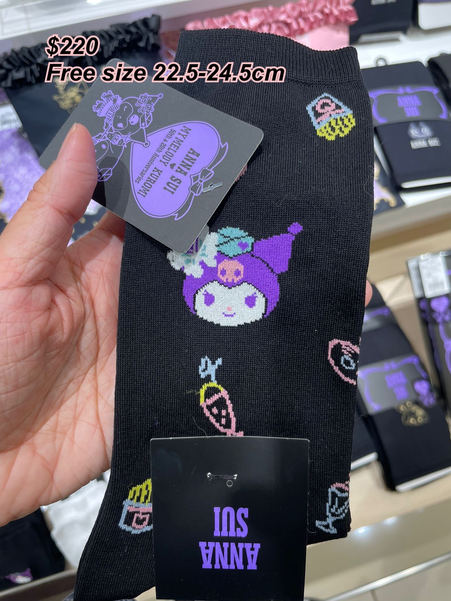 Anna sui x kuromi 系列 多圖案中長襪/2 色