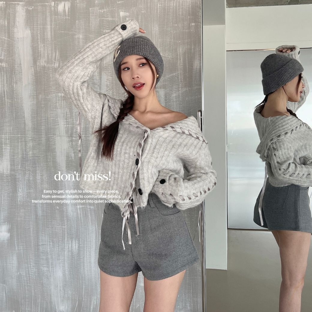 【百搭呢料A字短褲】DOMISS顯瘦 呢料 寬皮帶 A字短褲 高腰推薦!毛呢短褲-3色(現貨)