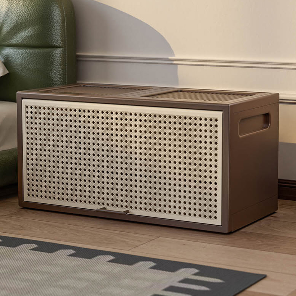 【AOTTO】60L藤編造型磁吸上掀收納箱-單層(AC-219)