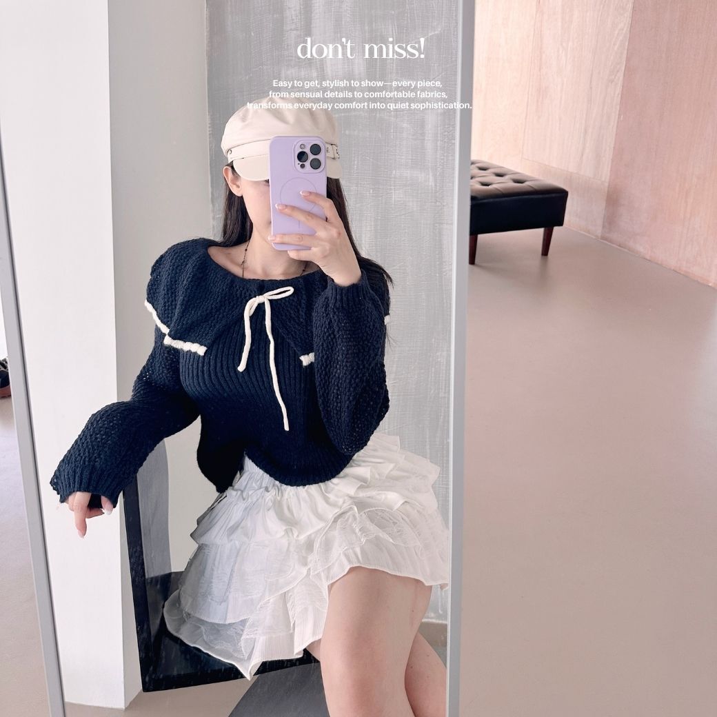 【貴族香香】DOMISS娃娃領針織毛衣 毛衣外套 上衣-3色(現貨)