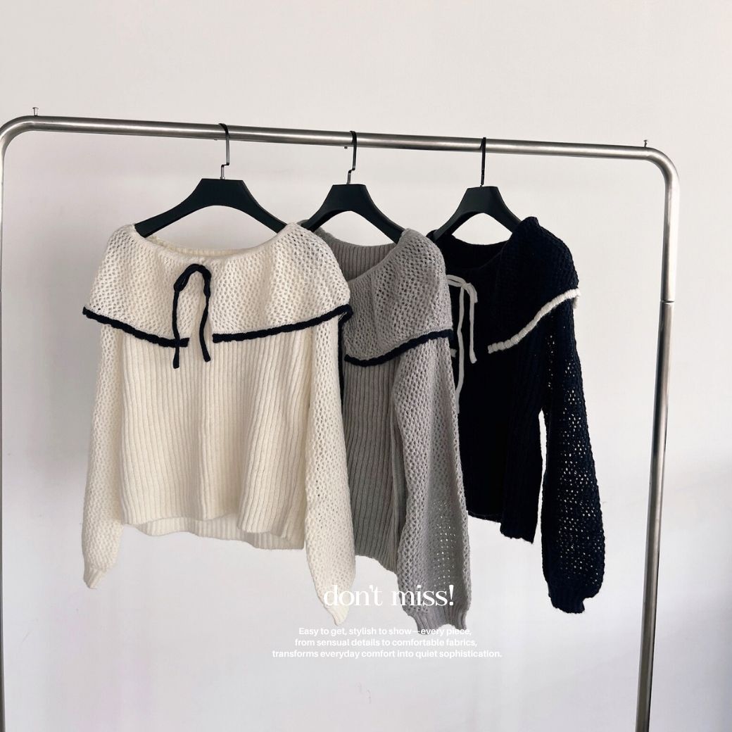 【貴族香香】DOMISS娃娃領針織毛衣 毛衣外套 上衣-3色(現貨)