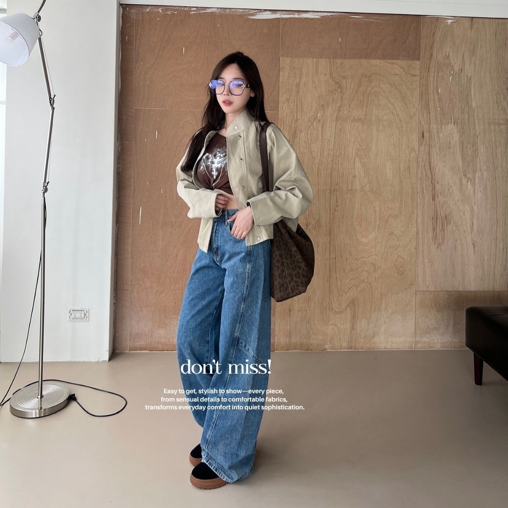 【極簡自信】DOMISS立領設計 卡其色工裝翻領外套 立領外套(現貨)