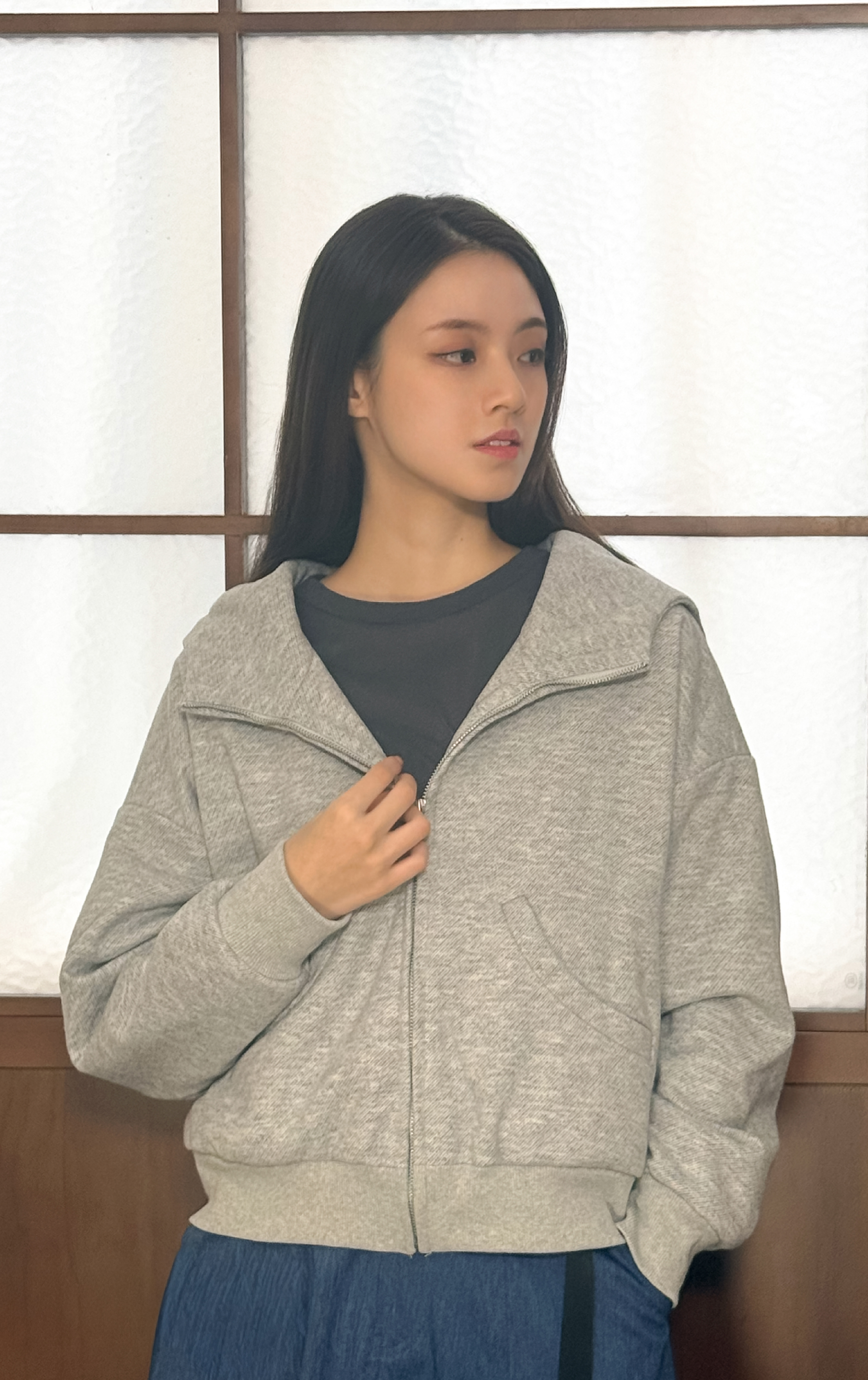 反領拉鍊外套 JK0175