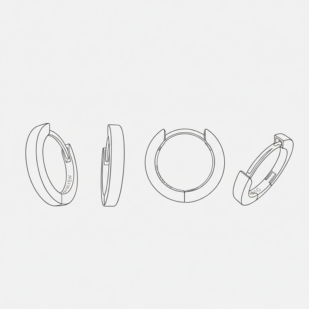 A1 耳環直角切割與尺寸展示