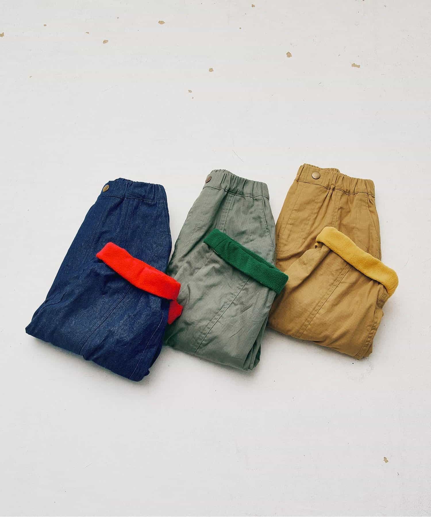 日本 p.premier 保暖耐穿 同色系撞色 寬版休閒長褲 (120-140) P521015