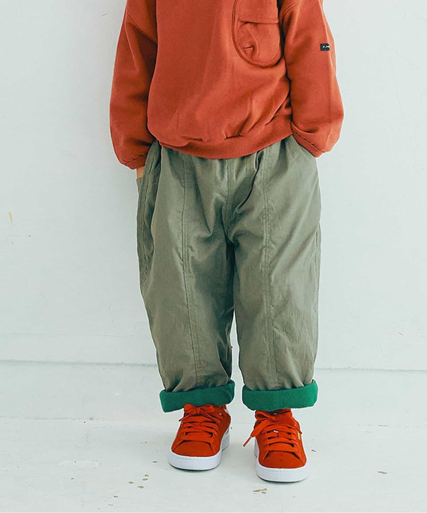 日本 p.premier 保暖耐穿 同色系撞色 寬版休閒長褲 (120-140) P521015