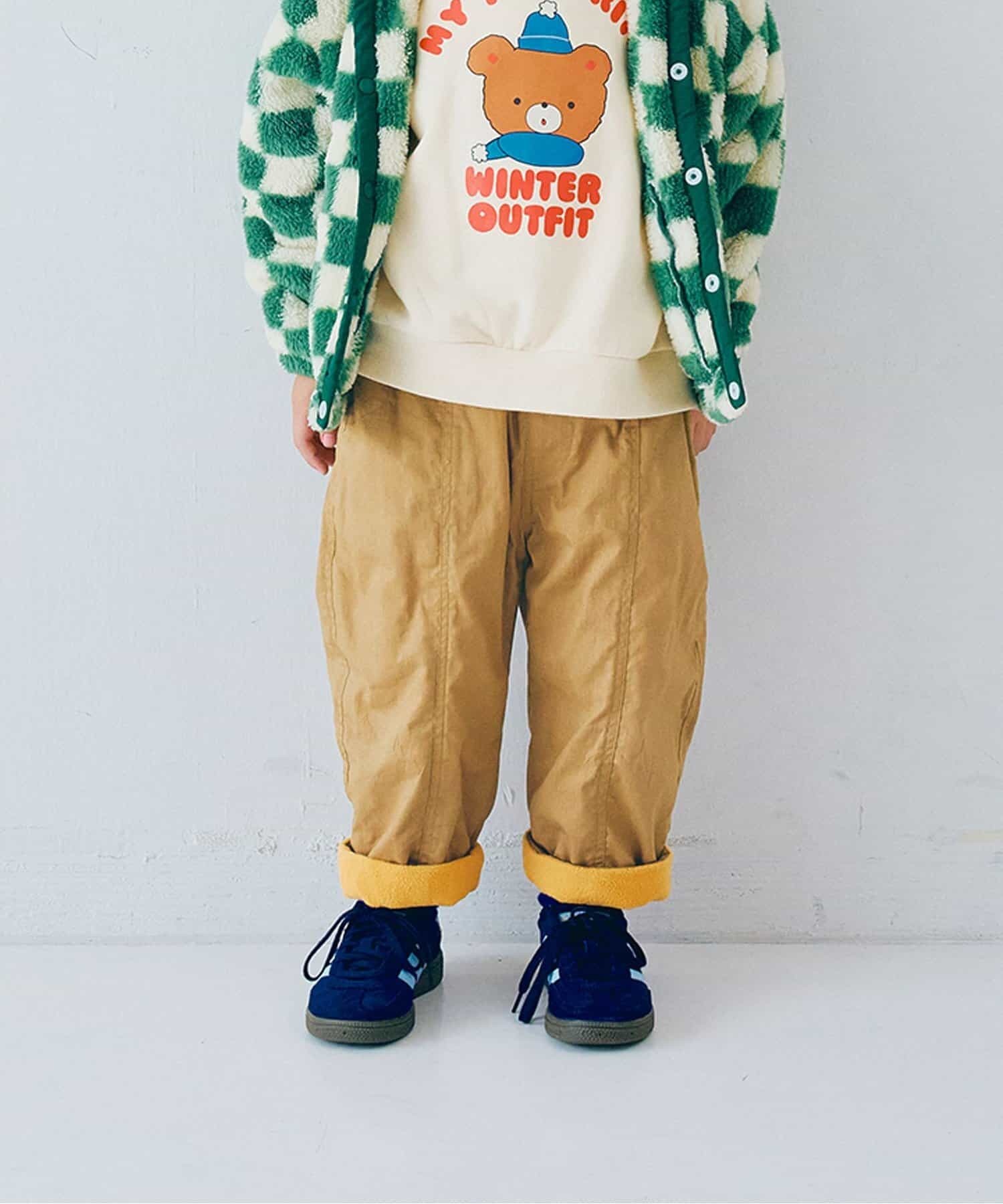 日本 p.premier 保暖耐穿 同色系撞色 寬版休閒長褲 (120-140) P521015