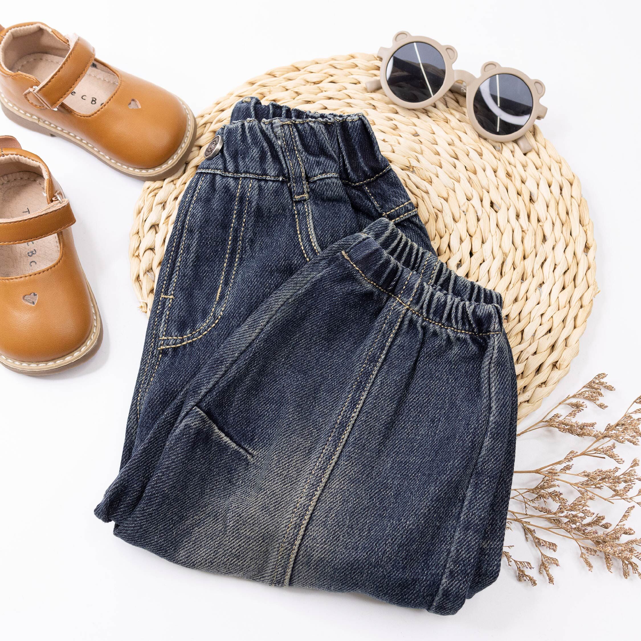 【H55649】簡約立體縫線牛仔褲/縮口褲