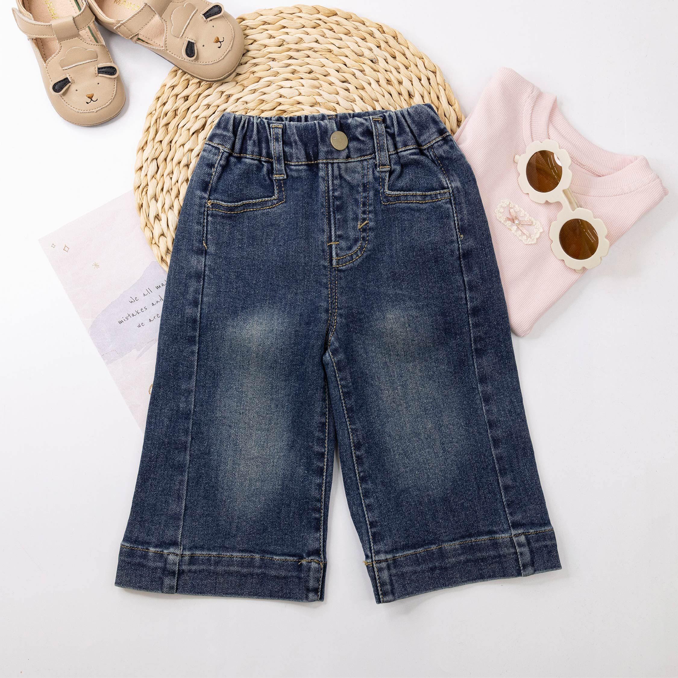 【H55570】甜美花邊口袋牛仔褲