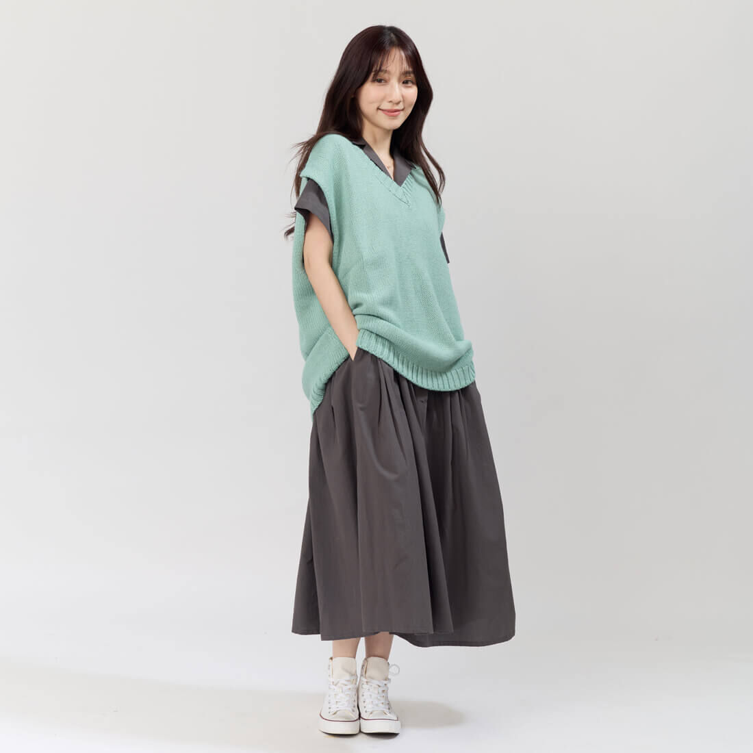 DeniseV領小岔寬版背心/湖水綠