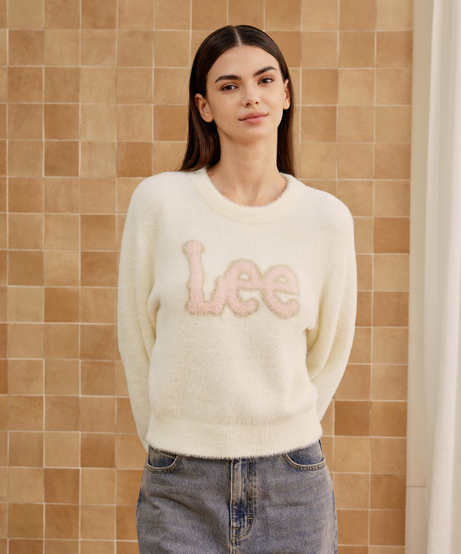 <快速出貨> LEE 大LOGO毛絨針織上衣 兩色