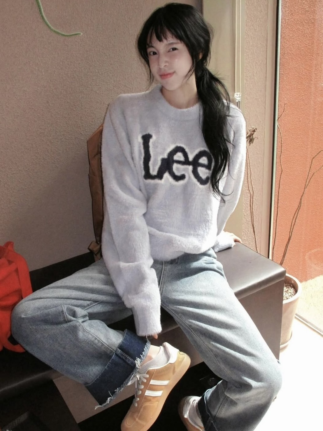 <快速出貨> LEE 大LOGO毛絨針織上衣 兩色