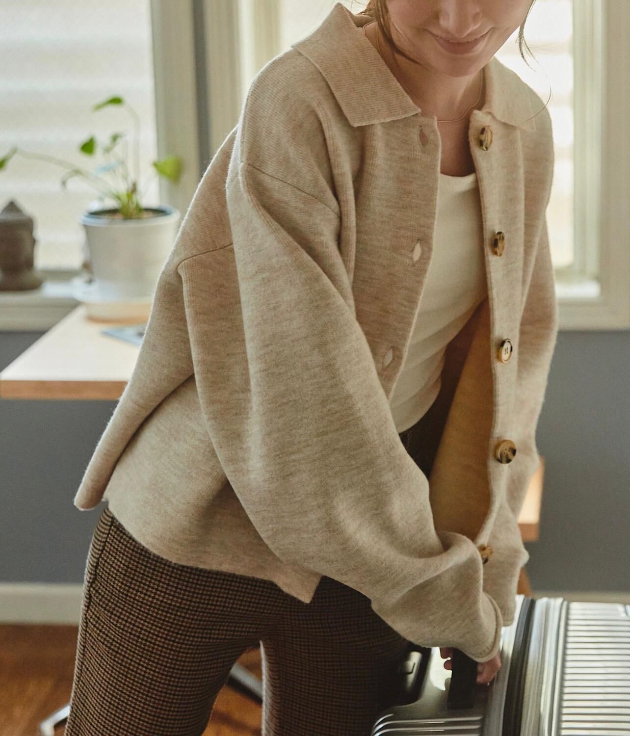 【預購】THE CRAFT CREW PRODUCTS JN102804 領口提花針織開襟外套