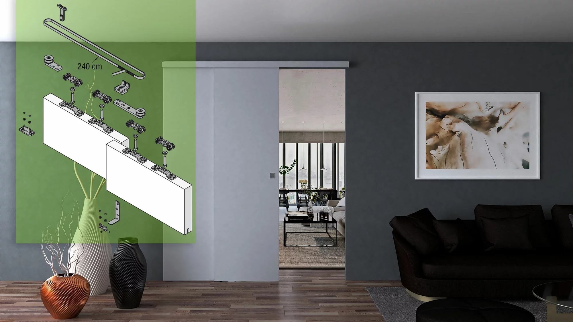 koblenz system 0560 21 Two sliding doors parallel opening kit