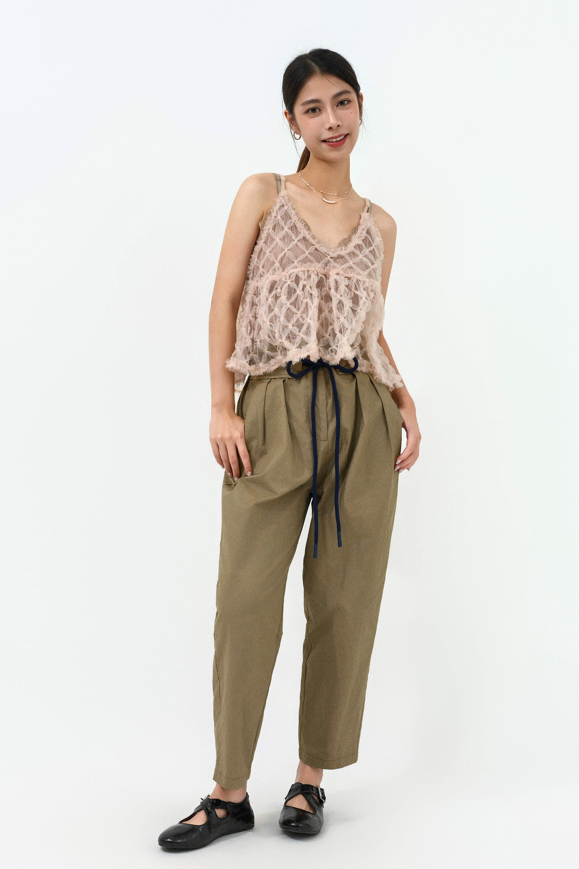 立體十字花網紗背心 (預購產品）